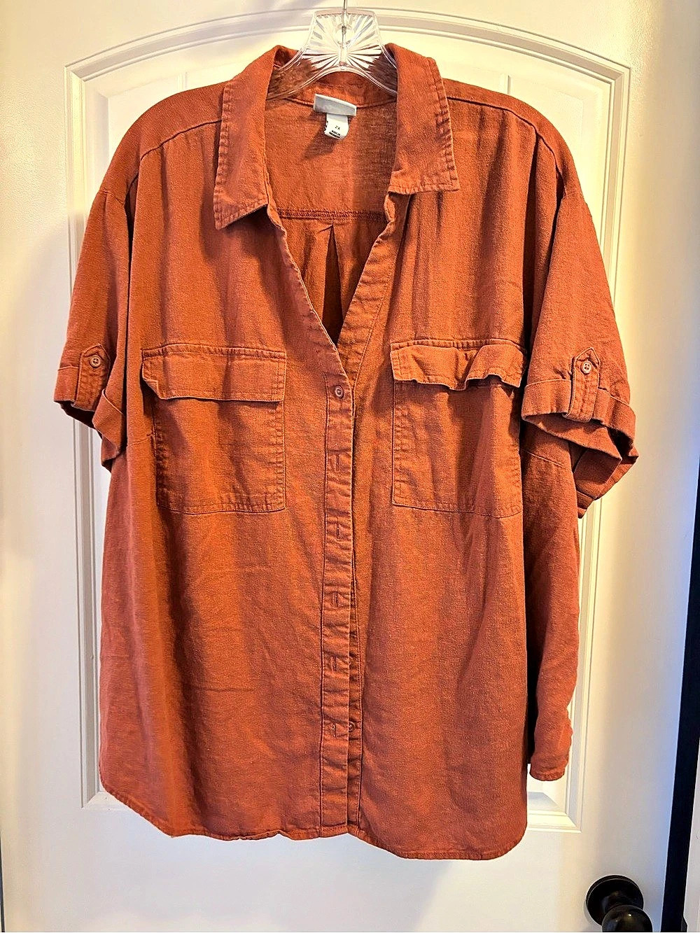 Ava & Viv Burnt Orange/Brown Utility Button Down Shirt